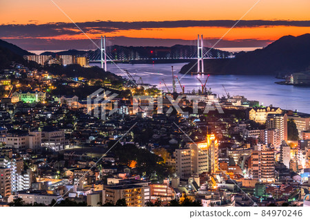 《Nagasaki Prefecture》 Night view of Nagasaki, Japan's three major night views, Kazagashira Park 《Nagasaki Prefecture》 Night view of Nagasaki, Japan's three major night views, Kazagashira Park 84970246
