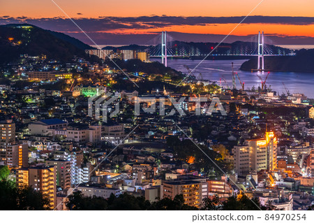 《Nagasaki Prefecture》 Night view of Nagasaki, Japan's three major night views, Kazagashira Park 《Nagasaki Prefecture》 Night view of Nagasaki, Japan's three major night views, Kazagashira Park 84970254
