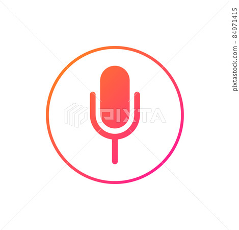 Voice assistant hi tech ai artificial intelligence speech recognition technology isolated icon. Vector pink microphone in round circle, music and media recording, speech and voice recognition button 84971415