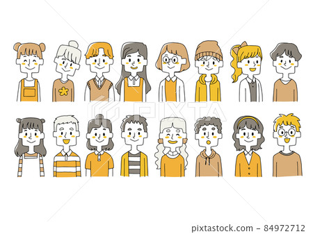 Illustration set for various children's upper body, cute, kids with various hair colors, loose hand-drawn person illustrations Illustration set for various children's upper body, cute, kids with various hair colors, loose hand-drawn person illustrations 84972712