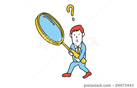 一位商人試圖用放大鏡尋找問題 84973443