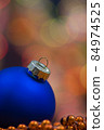 Christmas decoration, blue globe on beaded garland 84974525
