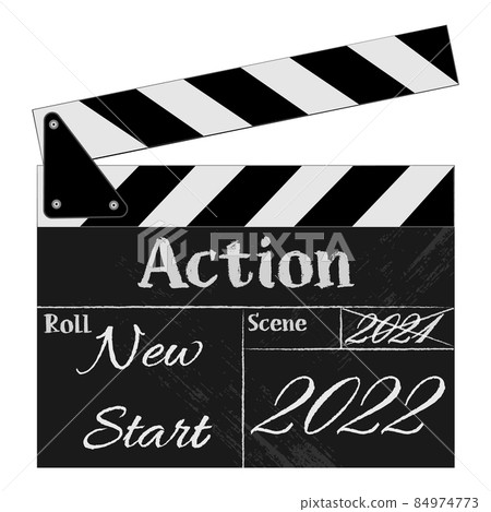 Vector illustration of hands holding clapboard for the starting year 2022 with hope and expectations Vector illustration of hands holding clapboard for the starting year 2022 with hope and expectations 84974773