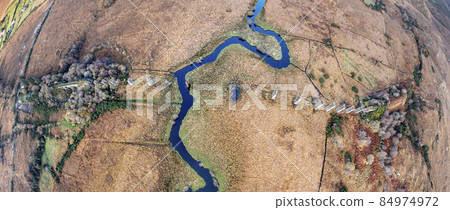 Aerial view of the Owencarrow Railway Viaduct by Creeslough in County Donegal - Ireland 84974972