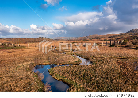 Aerial view of the Owencarrow Railway Viaduct by Creeslough in County Donegal - Ireland 84974982