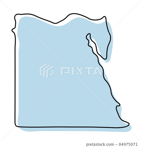 Stylized simple outline map of Egypt icon. Blue sketch map of Egypt illustration Stylized simple outline map of Egypt icon. Blue sketch map of Egypt illustration 84975071