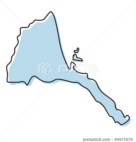 Stylized simple outline map of Eritrea icon. Blue sketch map of Eritrea illustration 84975074