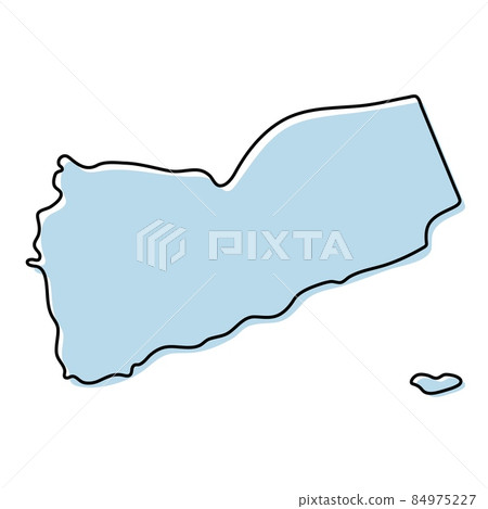Stylized simple outline map of Yemen icon. Blue sketch map of Yemen illustration Stylized simple outline map of Yemen icon. Blue sketch map of Yemen illustration 84975227