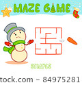 Christmas Maze puzzle game for children. Simple Maze or labyrinth game with Christmas Snowman. 84975281