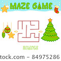 Christmas Maze puzzle game for children. Simple Maze or labyrinth game with Christmas tree and decorations. 84975286
