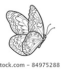 Coloring book or page for kids. Butterfly black and white vector 84975288