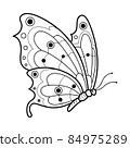 Coloring book or page for kids. Butterfly black and white vector 84975289