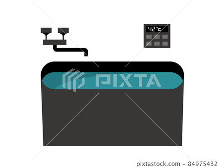 Illustration of bath and gas water heater Illustration of bath and gas water heater 84975432