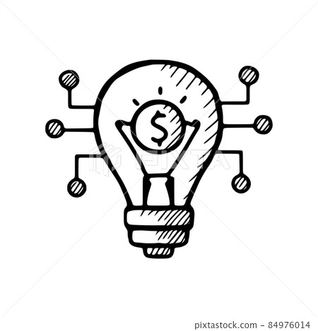 Light bulb and coin doodle icon. Lucrative idea concept. Vector illustration. Light bulb and coin doodle icon. Lucrative idea concept. Vector illustration. 84976014
