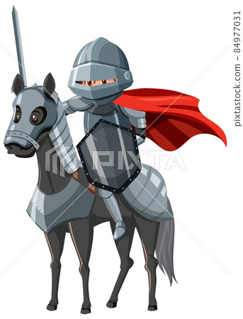 Knight riding a horse with weapon and shield 84977031