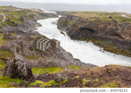 Godafoss falls in summer season view, Iceland 84978241
