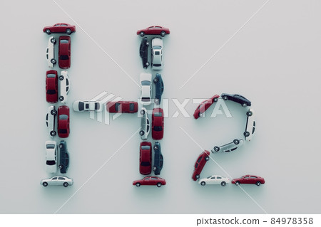 English letters about the environment drawn with a miniature model of a car 84978358