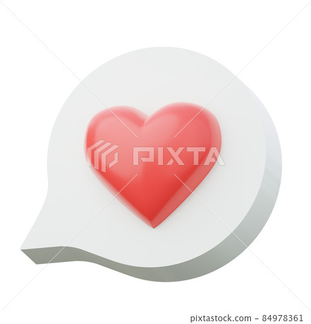 Speech bubble with heart. Valentine's Day gift concept 3d render illustration. 84978361
