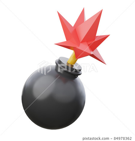 Burning bomb. 3d render gaming illustration. 84978362