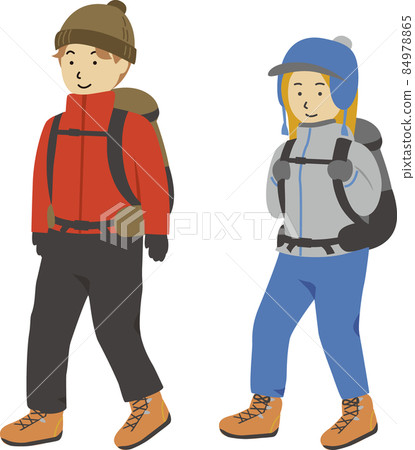 Mountaineering men and women pair set (winter) 2 walking with a backpack Mountaineering men and women pair set (winter) 2 walking with a backpack 84978865
