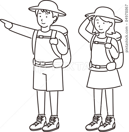 男手指女遠眺遠足/爬山男/女雙套（畫線）1個 84978867