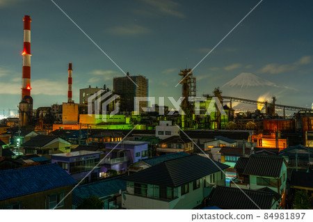 Factory and Mt. Fuji Paper Town Fuji City 84981897