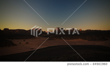 Sunrise view to Moul Naga valley at in Tassili nAjjer national park, Algeria Sunrise view to Moul Naga valley at in Tassili nAjjer national park, Algeria 84981960