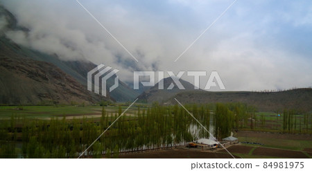 Agriculture fields near Gahkuch, Gilgit Pakistan 84981975