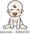 Baby with a pacifier sitting and laughing 84982505