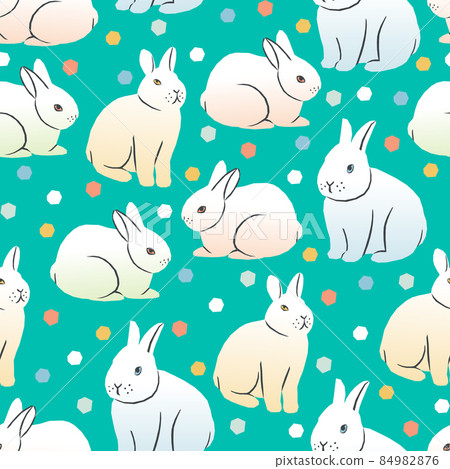 Vector seamless pattern with Easter bunnies on... - Stock Illustration ...