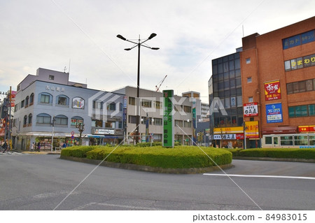 In front of Kumegawa station in winter In front of Kumegawa station in winter 84983015