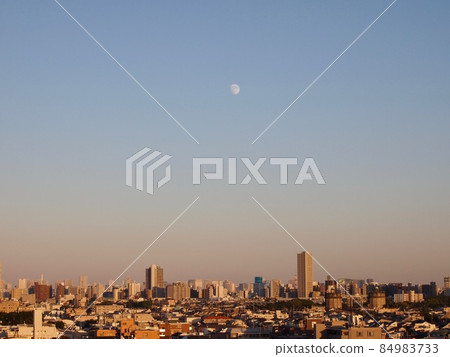City view and moon City view and moon 84983733