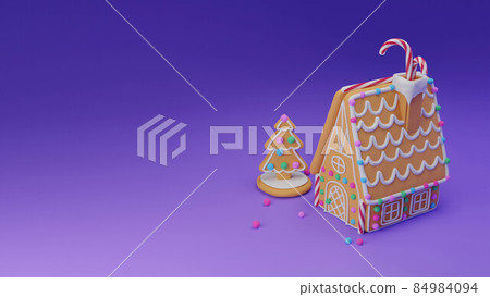 Gingerbread house and christmas tree 84984094