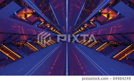 Breathtaking 3d illustration of 4K UHD linear corridor 84984249