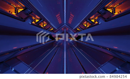 3d illustration of 4K UHD blue endless tunnel 84984254