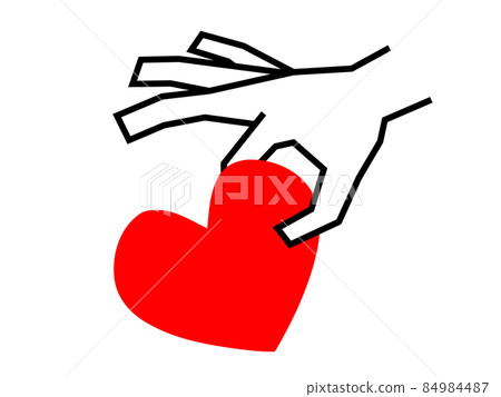 Hands picking hearts Illustration material of angular hands 84984487