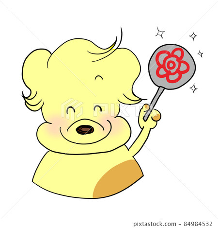 Dog with a flower circle card 84984532