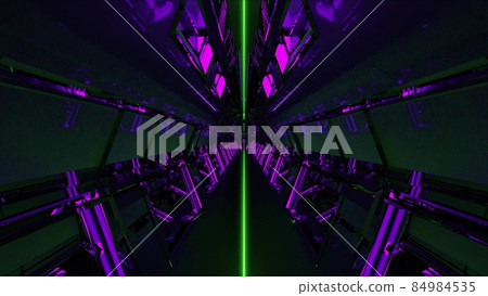 4K UHD 3d illustration of dark futuristic tunnel with neon lights 84984535