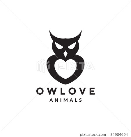 little owl black with love logo design vector graphic symbol icon sign illustration creative idea 84984694