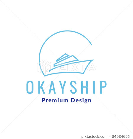 continuous line ship circle logo design vector graphic symbol icon sign illustration creative idea 84984695