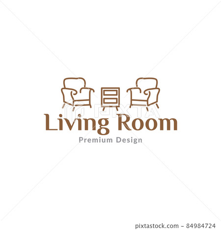 living room minimalist with sofa and table logo design vector graphic symbol icon sign illustration creative idea 84984724