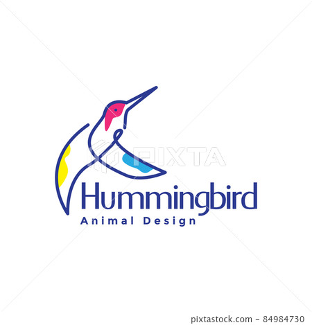 continuous line abstract colorful hummingbird logo design vector graphic symbol icon sign illustration creative idea 84984730