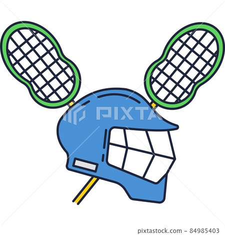 Lacrosse icon vector helmet and stick on white 84985403