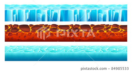 Game grounds with texture of ice, water and lava 84985533