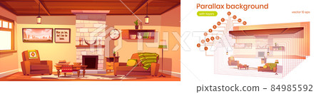 Parallax background wild west living room interior 84985592