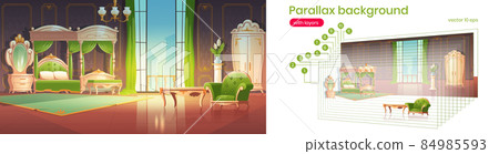 Parallax background with luxury bedroom interior Parallax background with luxury bedroom interior 84985593