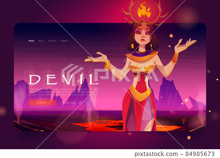 Devil banner with beautiful woman with horns 84985673