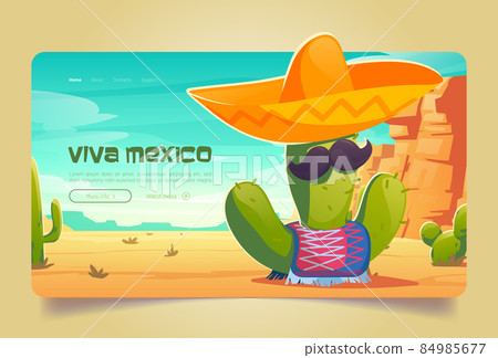 Viva Mexico cartoon landing page, Mexican cactus Viva Mexico cartoon landing page, Mexican cactus 84985677
