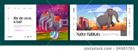 Banners with elephant in nature and circus Banners with elephant in nature and circus 84985765