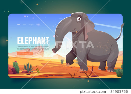 Wild nature banner with elephant in savannah Wild nature banner with elephant in savannah 84985766
